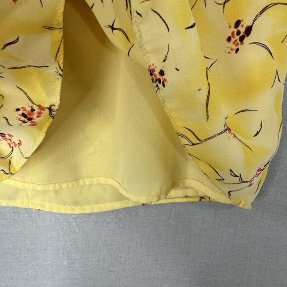 Vintage Ann Taylor Womens Top 4 Yellow Silk Floral Babydoll Dainty Fairy Y2K 90s - Picture 3 of 10